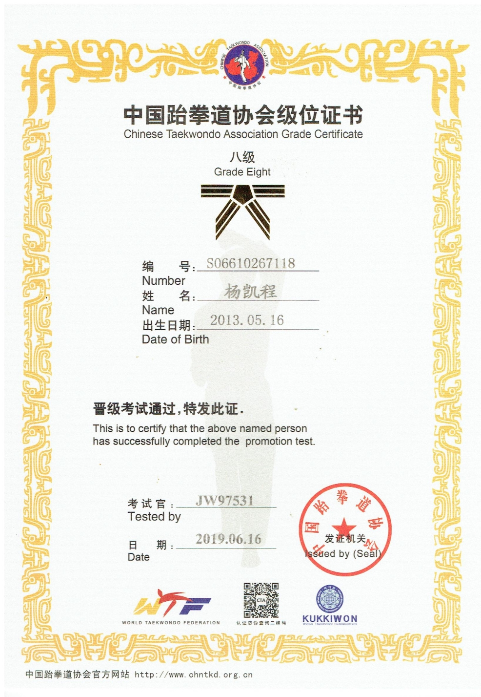 杨凯程s06610267118 - 罗萧跆拳道